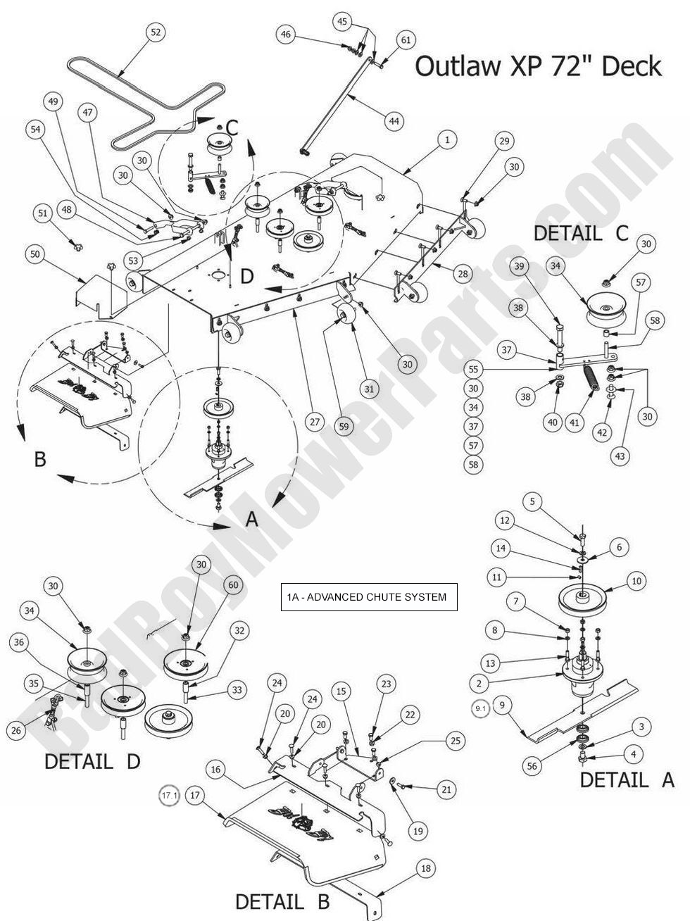 1008 - Bad Boy Mower Parts Lookup > 2014 > Outlaw XP > 72\" Deck Assembly